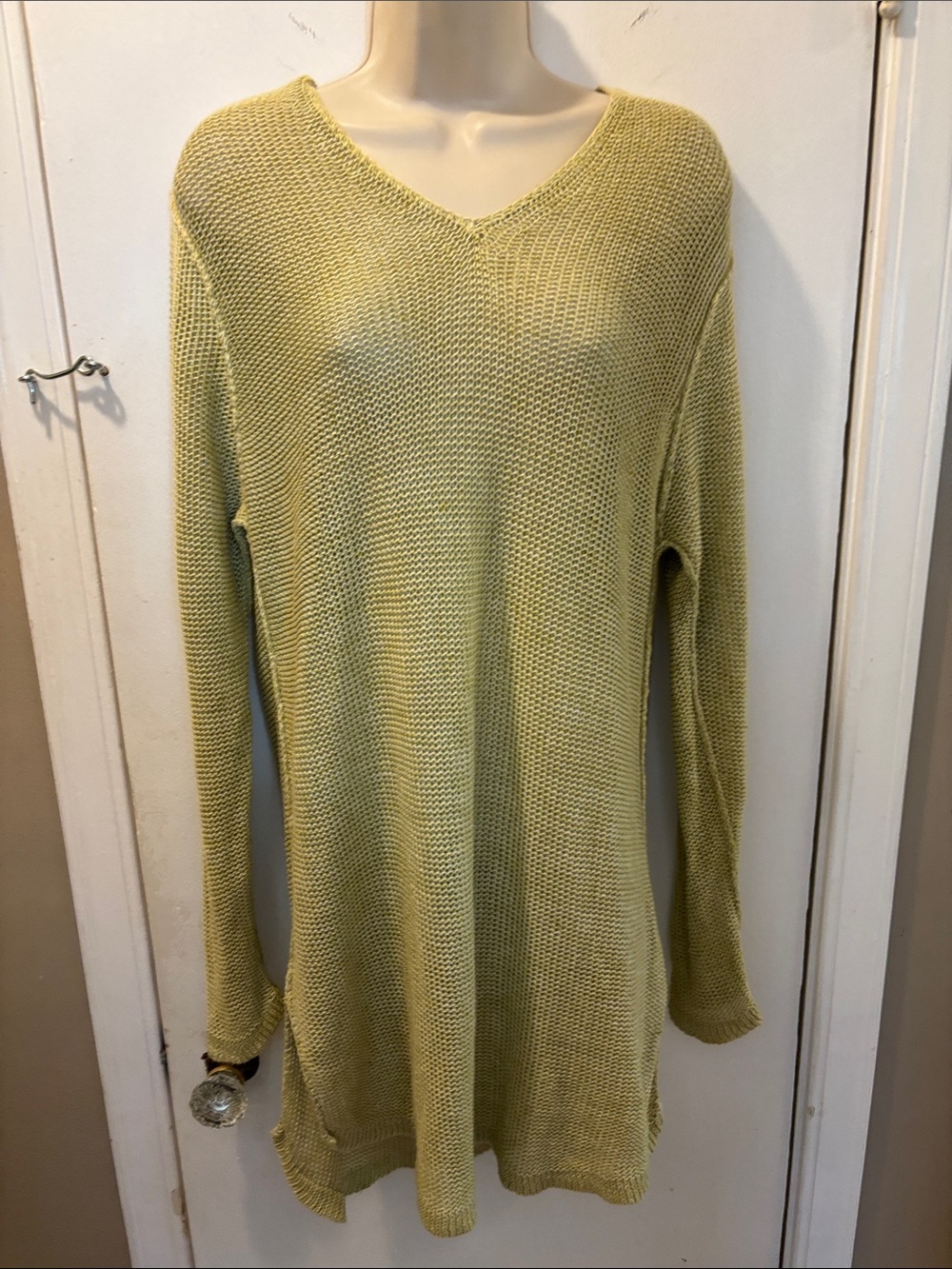 Vintage Eileen Fisher  V-Neck Knit Sweater Tunic beach dress coverup 26-172
